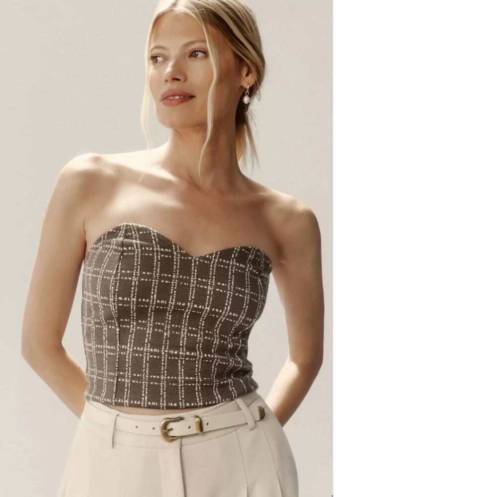 new Anthropologie Maeve Strapless Corset Top size L green color nwt